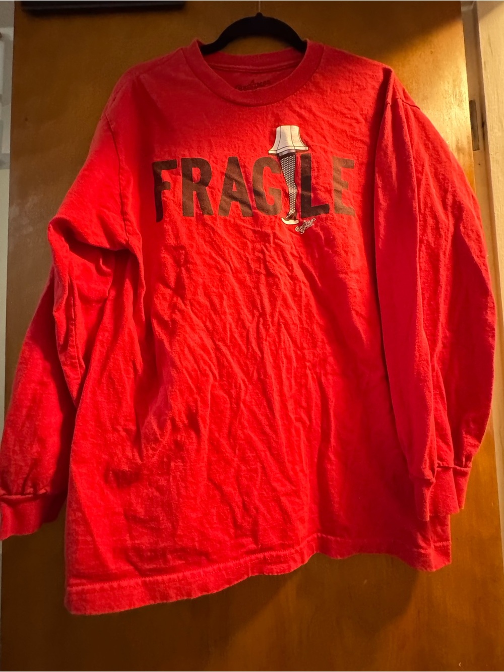 Men's Red Graphic Long-Sleeve Shirt - Fragile Design